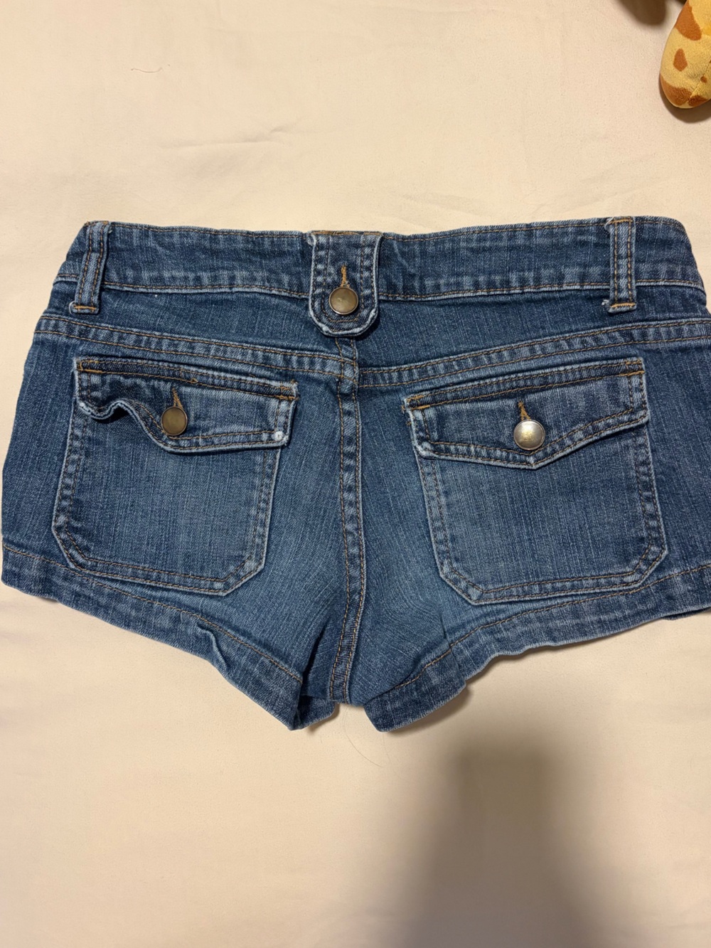 Vintage Blue Denim Shorts with Front Pocket Detail